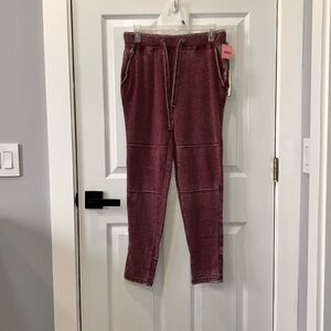 GreenTea Burnt Wine Jogger Pants Women’s Small NWT Acid Wash Lounge Sweatpants